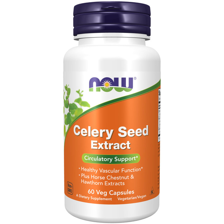 NOW Foods Supplements, Celery Seed Extract, plus Horse Chestnut and Hawthorn Extracts, 60 Veg Capsules