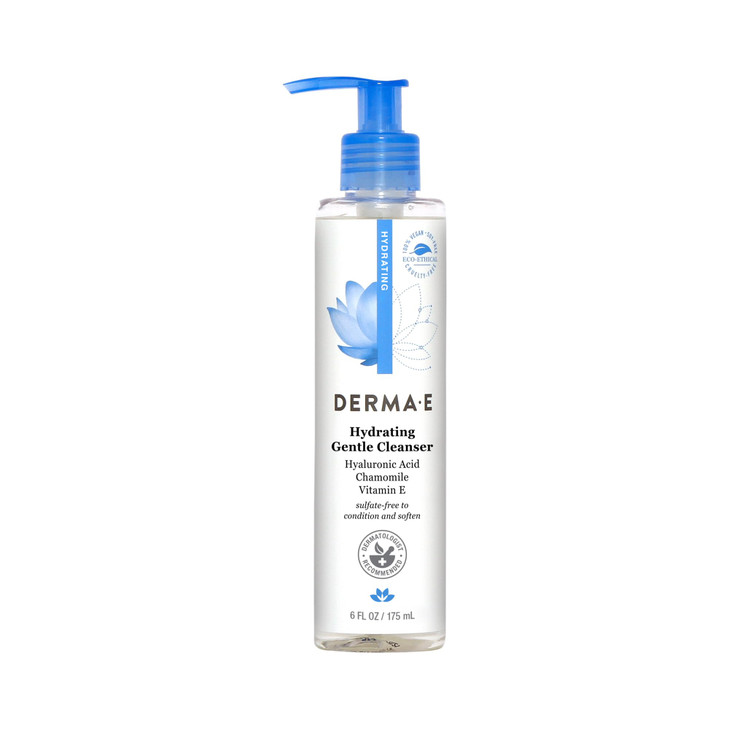 Derma E Hydrating Gentle Cleanser with Hyaluronic Acid  Moisturizing Facial Cleanser Tones, Moisturizes & Improves Skin Texture  Gently Exfoliating