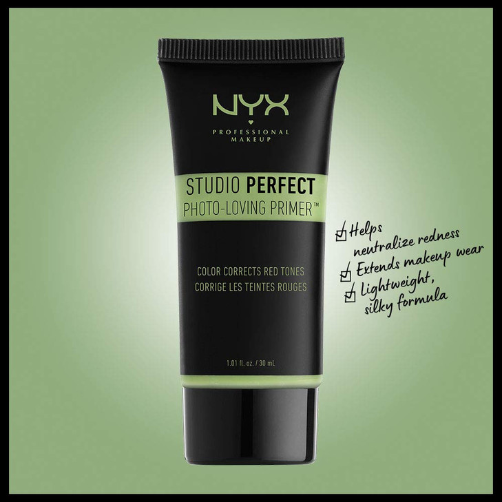 NYX PROFESSIONAL MAKEUP Studio Perfect Primer, Vegan Face Primer - Green (Color-Correcting)