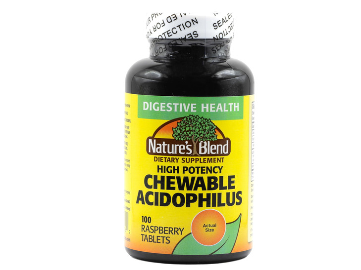 Nature's Blend Acidophilus Probiotic Supplement - 100 High Potency Capsules - Digestive Health, Gut Flora Balance