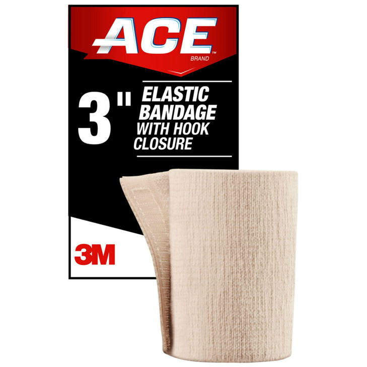 ACE 3" Elastic Bandage Wrap with Hook Closure, Beige, 2 Count