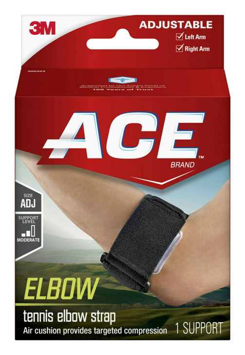 ACE Brand Tennis Elbow Support, Adjustable, Black, 1/Pack