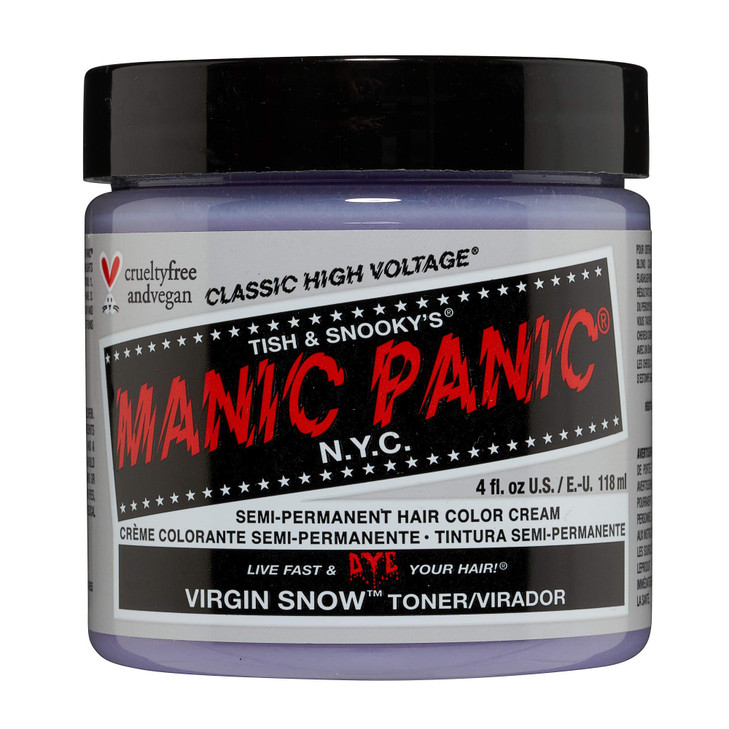 MANIC PANIC Virgin Snow Hair Toner - Classic High Voltage - Semi Permanent Blue Toner for Blonde, Bleached, Brassiness Orange Hair & Brassy Tones - V