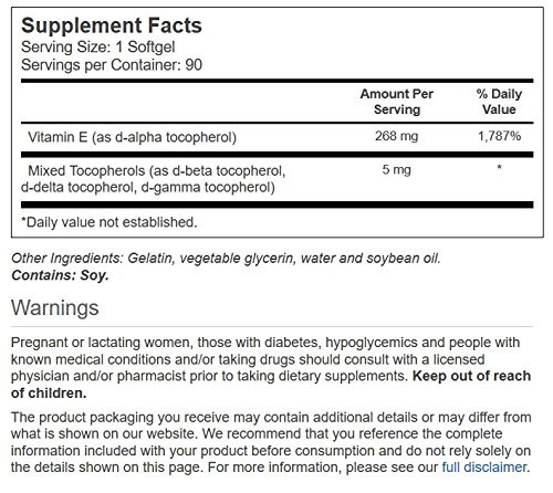 Vitacost Natural Vitamin E -- 268 mg - 90 Softgels