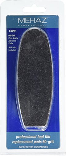 Mehaz Professional Stainless Steel Foot File Replacement Pad, 60 Grit, 50 Count