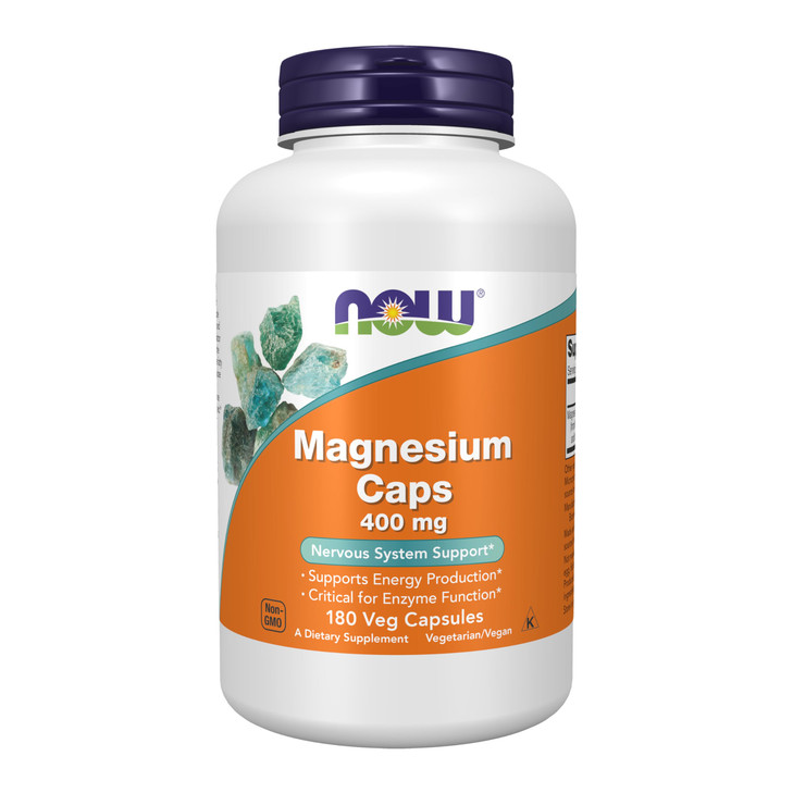 NOW Foods Supplements, Magnesium 400 mg, Enzyme Function*, Nervous System Support*, 180 Veg Capsules