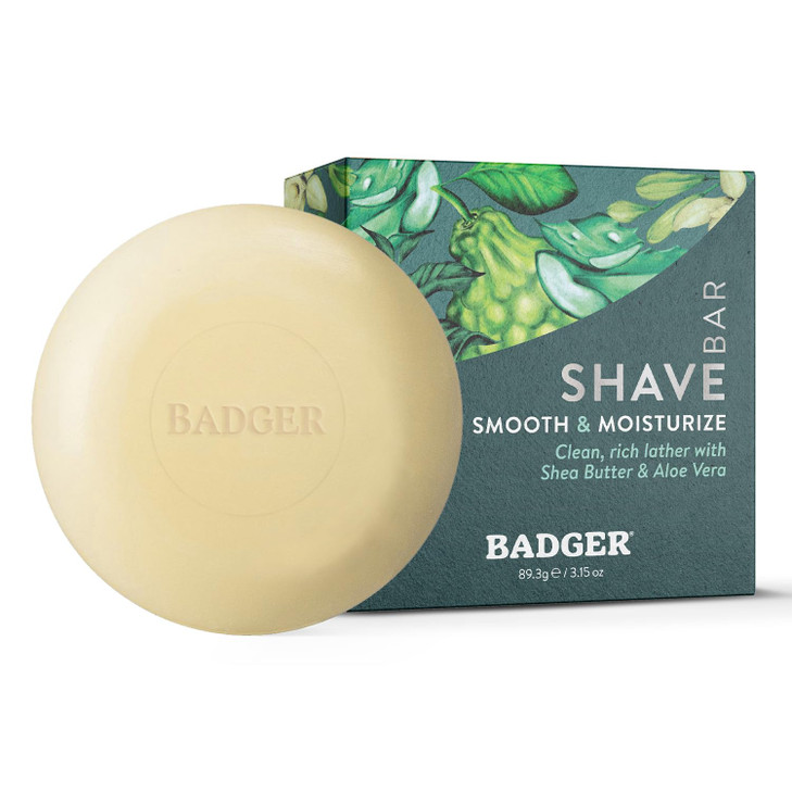 Badger Shaving Soap Puck, Organic Moisturizing Shave Soap Bar, Rich Lasting Lather, Light Natural Scent, Plastic Free & Vegan Shave Soap for Men & Wo