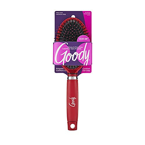 Goody Oval Hair Brush with Gelous Grip - For All Hair Types - Ion Infused Bristles for Frizz-Free and Glossy Styling - Pain-Free Hair Accessories for