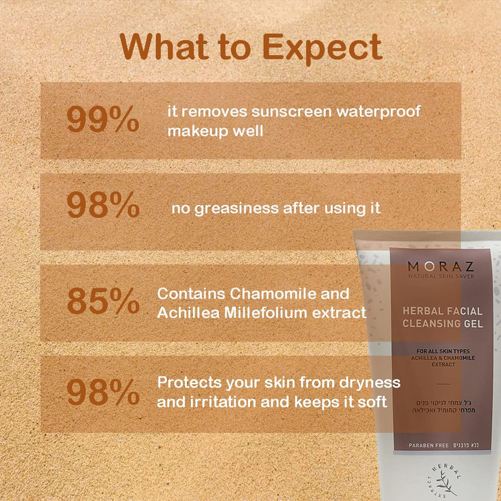 Moraz Herbal Facial Cleansing Cream for All Skin Types Gentle Facial Cleanser with Achillea & Chamomile Extract, Refreshing Daily Cleanser to Deep Cl