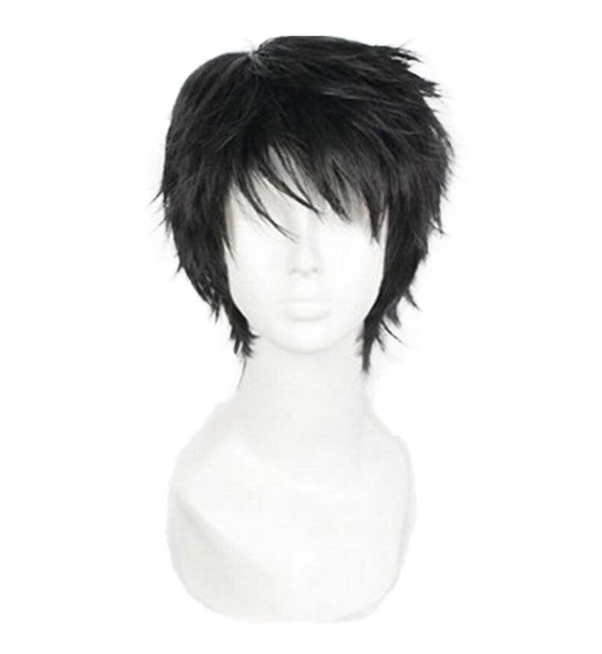 OYSRONG Men Short 11.81''/30cm Black Curly Wig, Multifunction Fluffy Layered Frizzy Cosplay Heat Resistant Fibre Wig