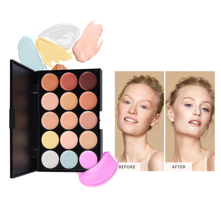15 Colors Cream Contour Face Concealer Palette, FantasyDay Long Lasting Full Hydrating Coverage Conceals Corrects Foundation Camouflage Makeup Set fo
