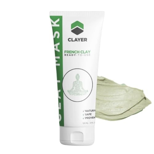 ACTIVE CLAY MASK - Ready-to-use HEALING Facial Mask & Body - HEAVY METAL FREE - 100% Natural - Blemishes, oily skin, detox, blackheads, pimples and m
