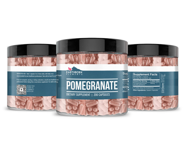 Earthborn Elements Pomegranate 200 Capsules, Pure & Undiluted, No Additives