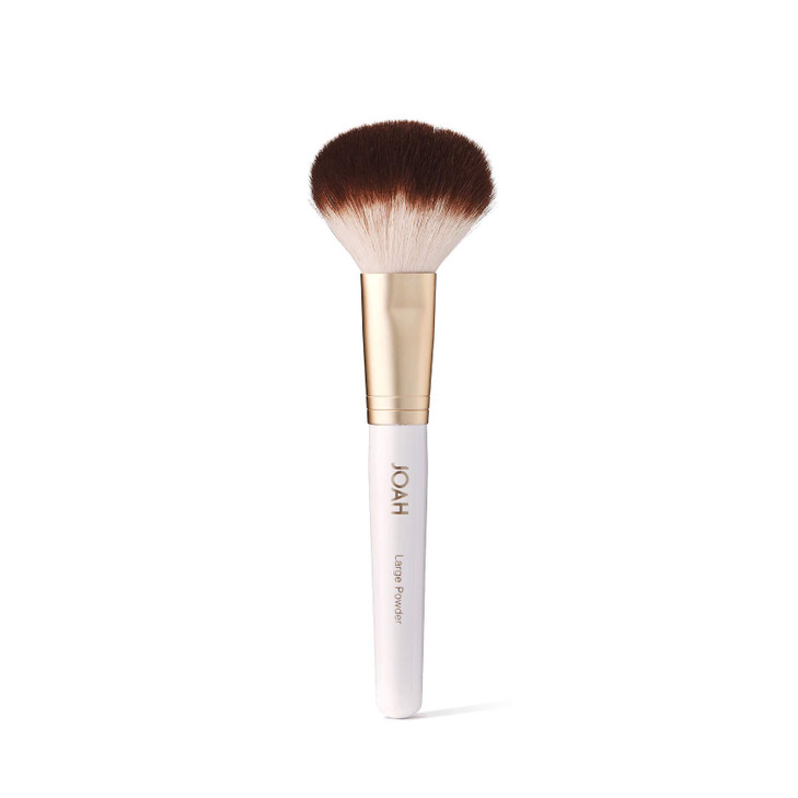 JOAH Large Blending Powder Brush, 100 Percent Synthetic Bristle Brush For Powder Foundation, Blush, Bronzer & Setting Powder, White Wand, Black Tip,