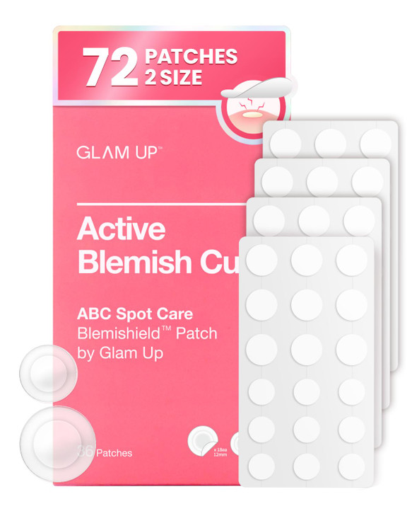 GLAM UP Hydrocolloid Blemish Pimple Zit Patches - Invisible Ultra Thin Spot Cover Stickers for Face and Skin, Strong Water-proof and Adhesive Overnig