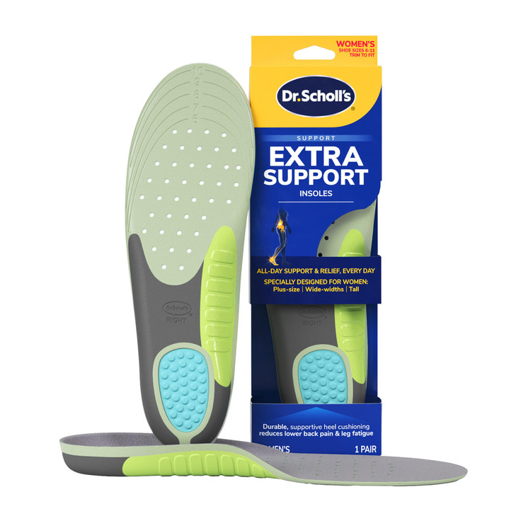 Dr. Scholl's Extra Support Shoe Insoles for Women, Size 6-11, 1 Pair: Designed for Plus-Size and Tall Women, Arch Inserts - Helps Reduce Lower Back P