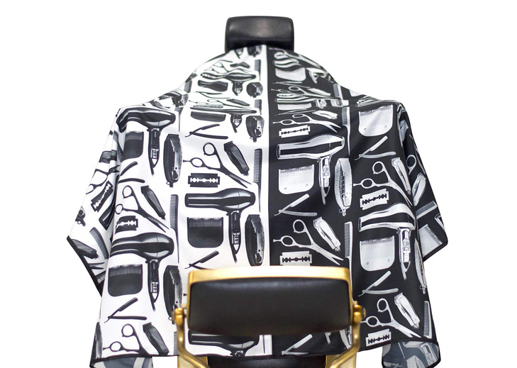 King Midas EmpireMoses Edition Barber Cape - Professional Salon Hair Cutting Cape Black/White