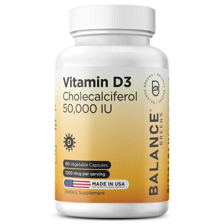 Balancebreens Vitamin D3 50,000 IU, 60 Veggie Capsules - High Potency, Supports Immune & Bone Health - Weekly Once (Pack of 1)