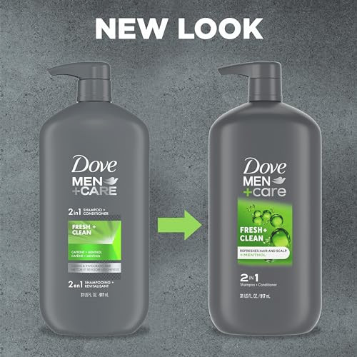 DOVE MEN + CARE 2 in 1 Shampoo and Conditioner Fresh & Clean for Clean Hair Shampoo and Conditioner for Stronger, Healthy Hair Everyday 31 oz