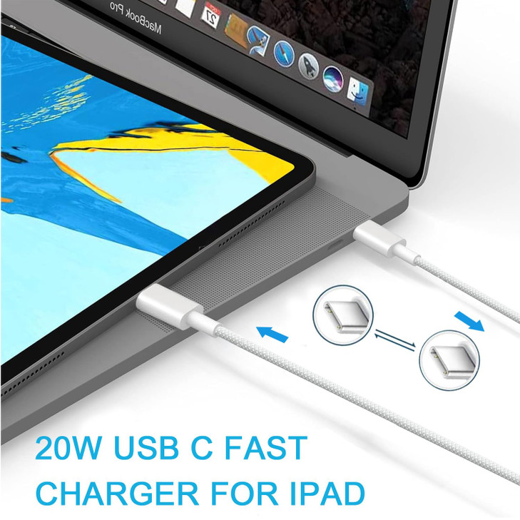 6.6 Ft USB C Fast Charger Cable Fit for iPad 11th Generation A16 11 inch (2025) A3354 A3355 A3356 Apple iPad A16 20W Wall Charging Block Adapter with