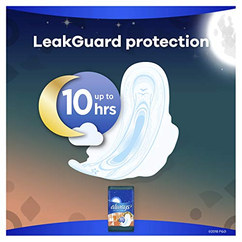 Always Ultra Thin Feminine Pads for Women with Wings, Size 4, Overnight Absorbency, Unscented, 28 Count (Pack of 1)