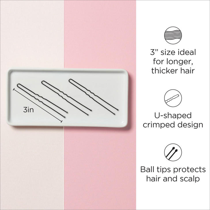 Diane Hair Pins, 3" Black, 1 lb. (Approximately 400 Pins)