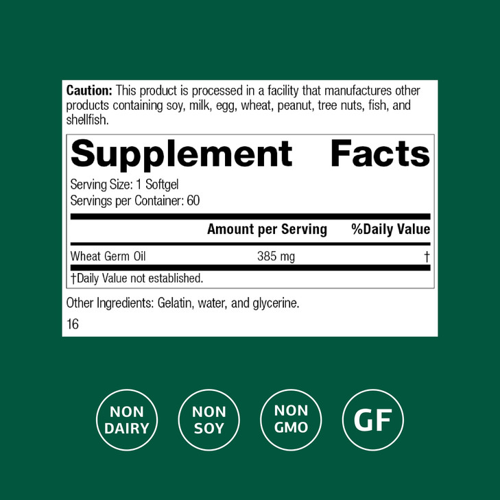Standard Process Wheat Germ Oil - Supports Antioxidant Activity & Immune Health - Supports Exercise Activity, Body Health & Cellular Function - Glute