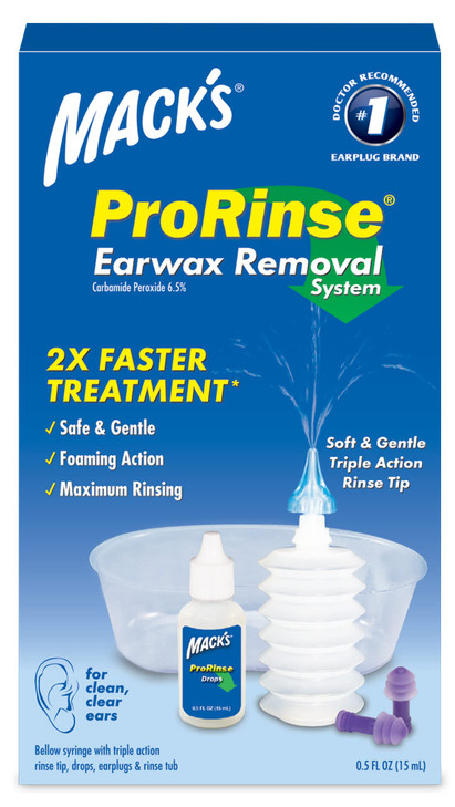 Mack's ProRinse Ear Wax Removal System - 0.5 FL OZ Ear Drops, Ear Plugs, Ear Wash Tub & Ear Syringe with Triple-Action Rinse Tip