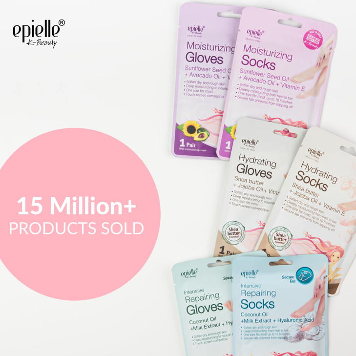 Epielle Moisturizing Foot Mask 6 Pairs, Soften with Sunflower Seed Oil & Vitamin E, Deep Moisturizing Socks for Dry, Cracked Feet, Self Care Gifts fo