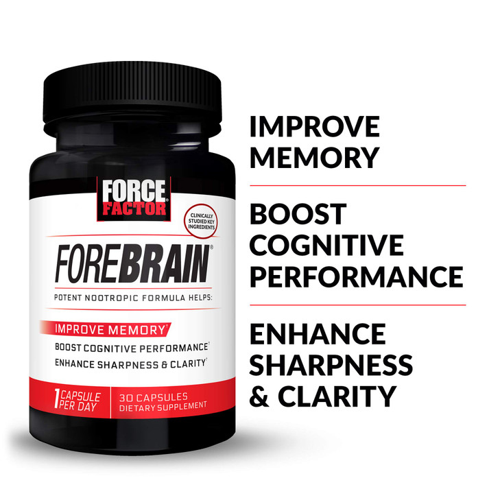 Force Factor Forebrain Nootropic Brain Supplement to Improve Memory, Boost Focus, Increase Mental Energy, and Support Brain Health with Caffeine, Bac