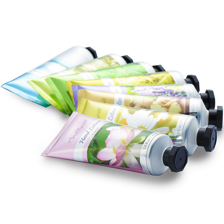 Aqua Elegante Lotion Gift Sets For Women - Hand Moisturizer Set Made With Organic Shea Butter - Choice Of 8 Scented Mini Lotions Pack - Great Hand Ca