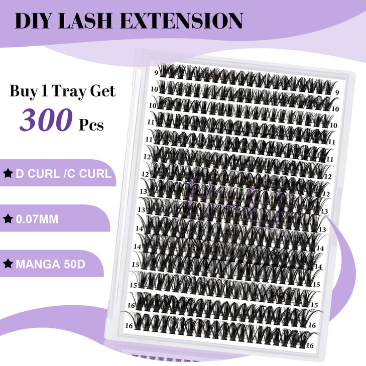 Lash ClusterS Eyelash Extension Kit Individual Lashes Clusters with Lash Cluster Glue and Remover for DIY Eyelashes Extensions (Kit,B07)