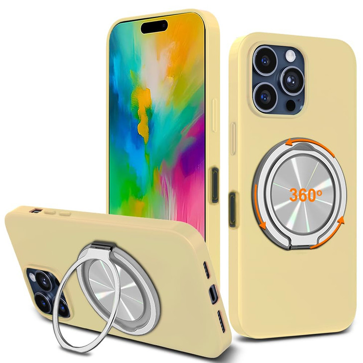 Compatible with iphone 16 Pro Max Phone Case with Stand, 360° Rotatable Ring Holder Kickstand Lightweight Silicone TPU Shockproof Protective Cover Ca