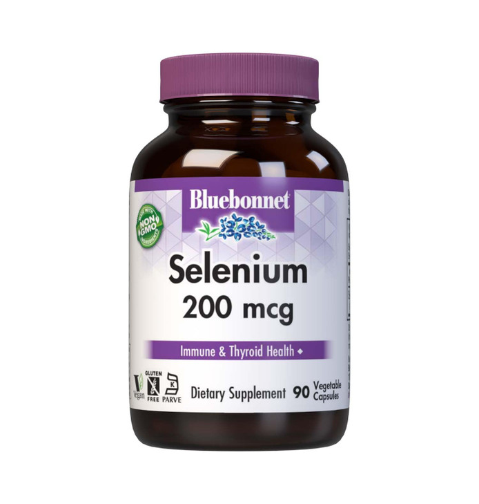 Bluebonnet Selenium 200mcg Capsules (L-selenomethionine) - Potent Antioxidant Support - Amino Acid Complex Selenium Supplement for Women & Men - Vega