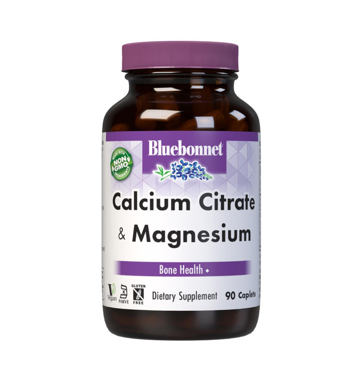 BlueBonnet Calcium Citrate Plus Magnesium Caplets, 90 Count