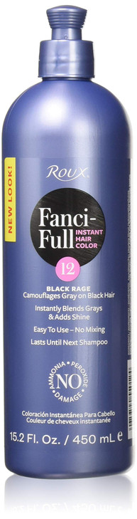 Roux Fanci-Full Instant Hair Color Rinse by Roux, Black Rage ,Temporarily Evens Tones, Blends Away Gray, 15.2 Oz