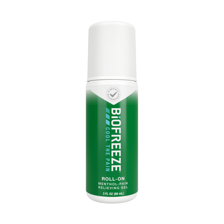 Biofreeze Roll-On Pain-Relieving Gel 3 FL OZ, Green Topical Pain Reliever For Muscles And Joints From Arthritis, Backache, Strains, Bruises, & Sprain