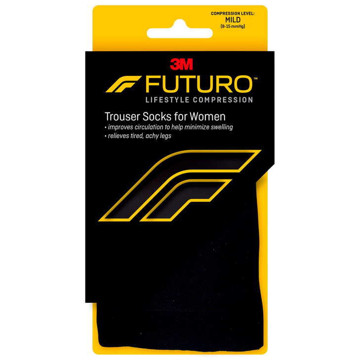 Futuro Energizing Trouser Socks for Women, Mild Compression, Large, Black