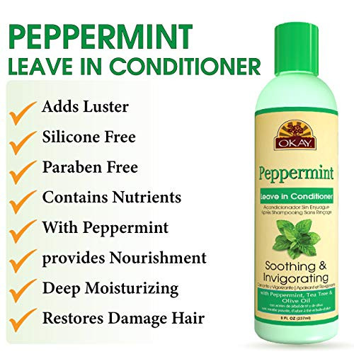 OKAY Peppermint Soothing & Invigorating Leave-in Conditioner, 8 Ounce
