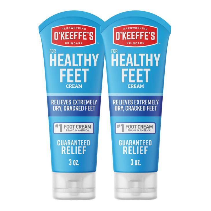 O'Keeffe's for Healthy Feet Foot Cream - 3 oz Tube (2 Pack) - Guaranteed Relief for Extremely Cracked, Dry Feet, Repairing Skincare, Instantly Boosts