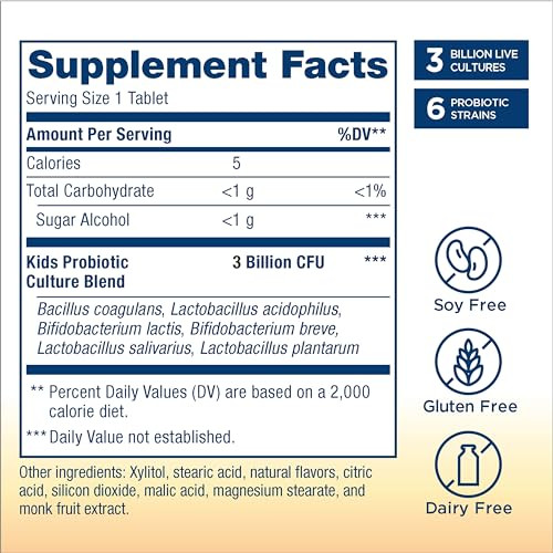 Renew Life Kids Probiotic Chewables, Supports Digestive & Immune Health, Soy, Dairy & Gluten Free, Berry, 90 Chewable Tablets