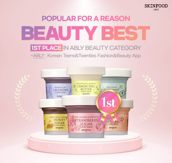 SKINFOOD Mask Honey Sugar 120g - Facial Pore Cleanser, Nourishing & Firming Skin Exfoliator - Wash Off Face Masks w/Melting Sugar for Healthy and Smo