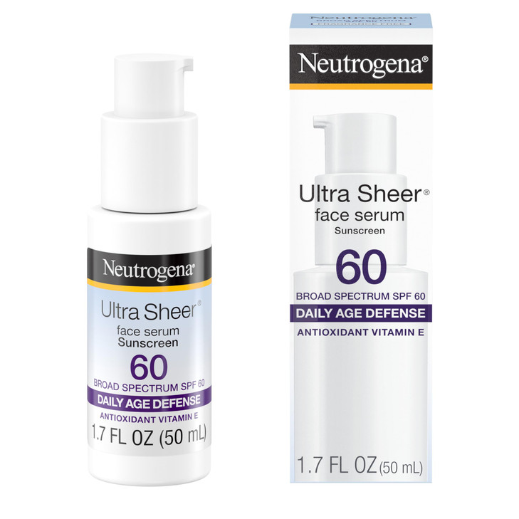 Neutrogena Ultra Sheer Face Sunscreen with Vitamin E & SPF 60, Sunscreen for Face with Broad Spectrum UVA/UVB Protection, Fragrance-Free, Oxybenzone-