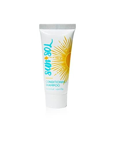 World Amenities - Sun + Sol Bulk Cleansing 2 in 1 Shampoo & Conditioner with Warm Coconut & Vanilla Fragrances, Travel Size Toiletries, Mini Hotel Am