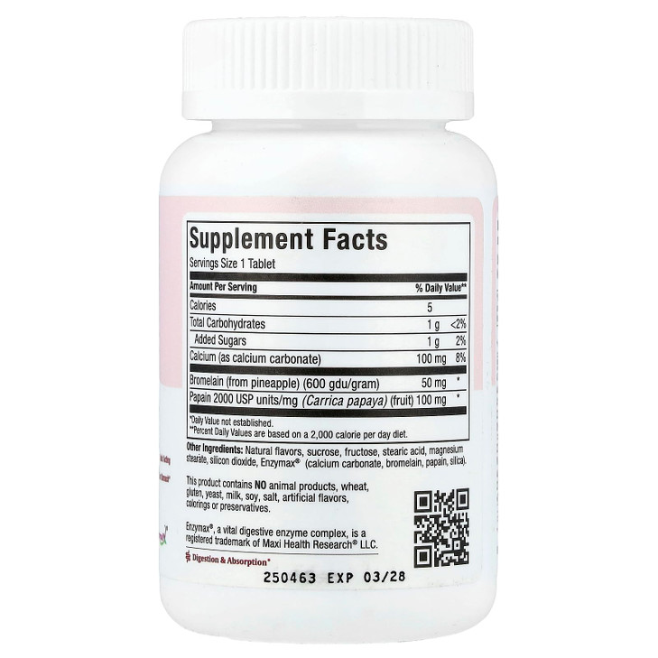 Maxi Health Chewable Digest - Natural Digestive Enzymes with Bromelain and Calcium- Quick-Acting - 90 Chewables - Kosher (MD) - Supports Healthy Dige