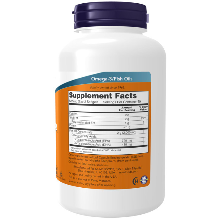 NOW Foods Supplements, Super Omega EPA, 360 EPA / 240 DHA, Molecularly Distilled, Cardiovascular Support*, 120 Softgels