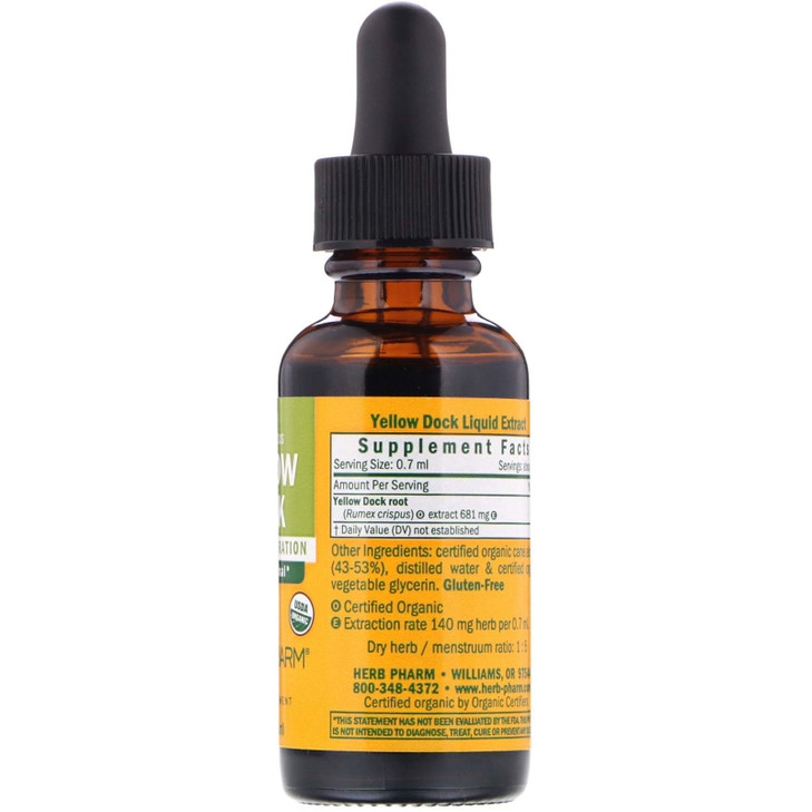 Herb Pharm Yellow Dock Liquid Extract for Digestive System Support - 1 Ounce