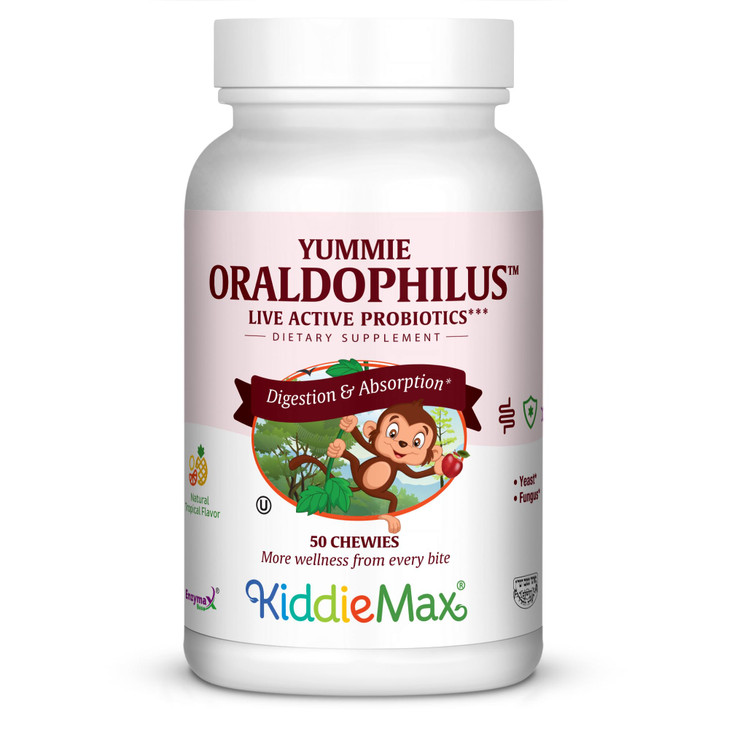 Maxi Health Yummie Oraldophilus - Acidophilus Probiotics - Tropical Flavor - 50 Chewies - Kosher