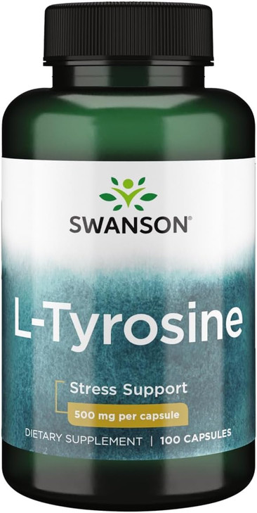 Swanson L-Tyrosine - Amino Acid Supplement Promoting Stress Support, Cognitive Function, and Mental Clarity - Helps Support Overall Brain Health - (1