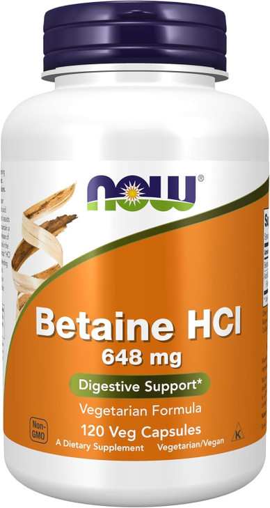 NOW Foods Betaine Hcl, 120 Count